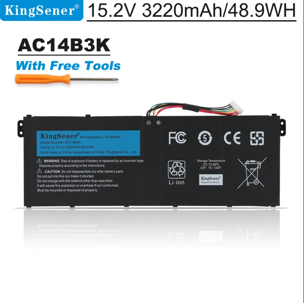 Baterí KingSener AC14B3K para portátil Acer Aspire R5-571T, R5-571TG, S14, CB3-511, Swift 3, SF314-51, R 11, R3-131T, S14,...