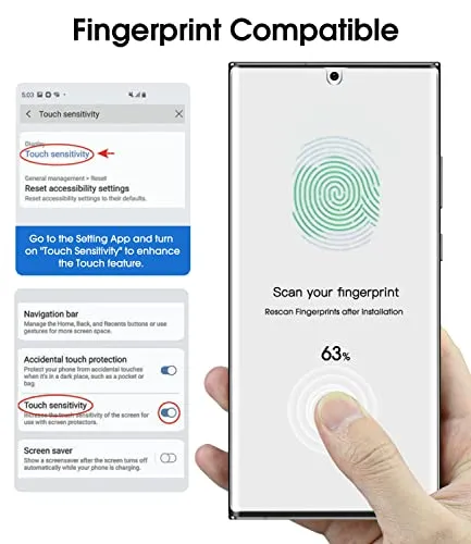 (2 Piezas) amFilm Piel Elástica Protector de Pantalla para Samsung Galaxy S22 Ultra 5G de 6,8 Pulgadas, Compatible con Ide...