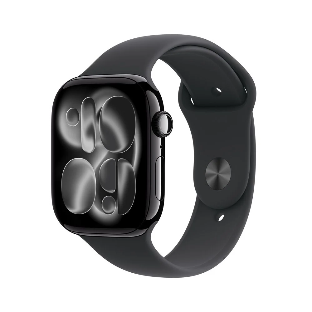 Apple Watch Series 11 GPS • Caja de aluminio negro azabache de 46 mm • Correa deportiva negra – S/M