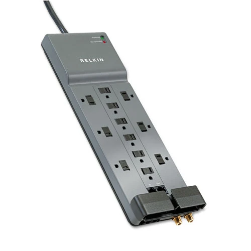 Protector contra sobretensiones Surgemaster serie profesional, 12 salidas de CA, cable de 10 pies, 3996 J, gris oscuro Bel...