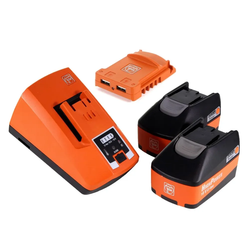 FEIN BATTERY STARTER SET USB EDITION 18V 2x baterías 5.2Ah HighPower + cargador + adaptador de baterí USB (92604318020)