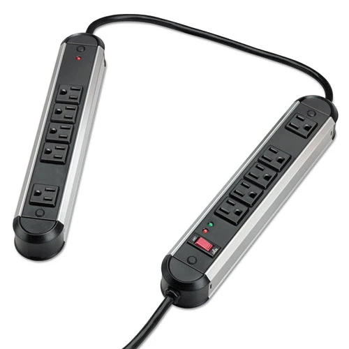 Protector contra sobretensiones de metal partido, 10 salidas de CA, cable de 6 pies, 1250 J, negro/plateado Fellowes®
