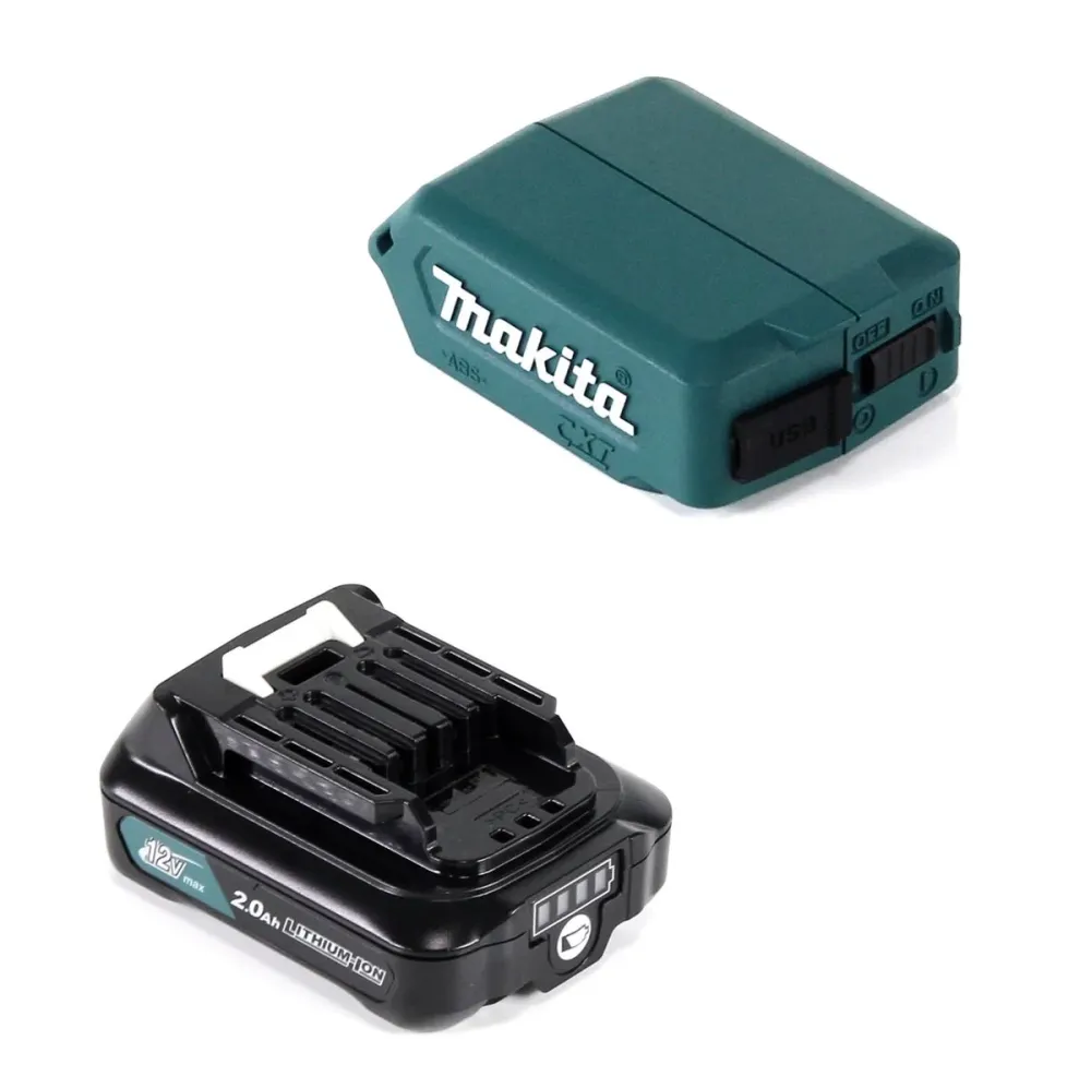 Adaptador USB Makita DEAADP08 A1 para baterías 10.8V-12V + baterí 2.0 Ah (197396-9)