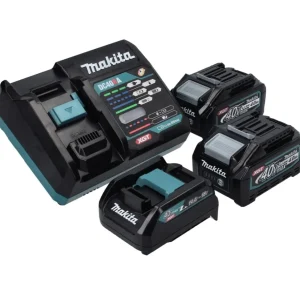 Kit de baterías y cargador Makita 40 V máx. con 2 baterías BL 4040 de 4,0 Ah XGT, cargador rápido DC40RA XGT/LXT y adaptad...