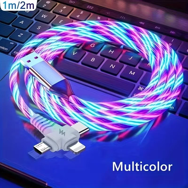 1 pieza Cable de carga 3 en 1 con efecto de flujo 12W para - USB Type-C y Micro USB Quierox - Tienda Online