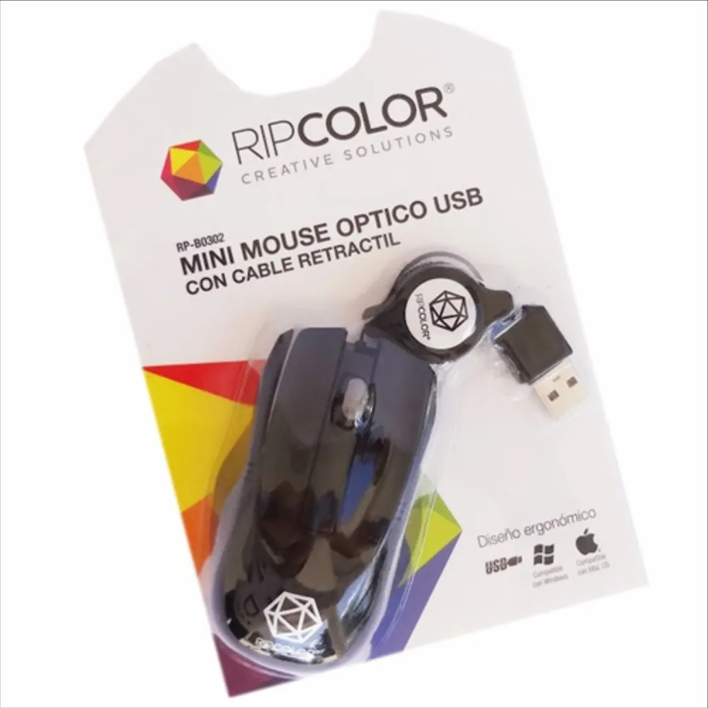 Mouse Mini Óptico USB Retráctil B0302 Ripcolor